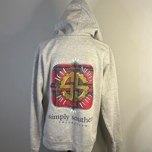 Simply Southern Christmas Holiday Gray Hoodie Sweatshirt